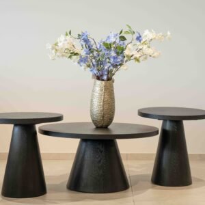 portland black coffee table and side table